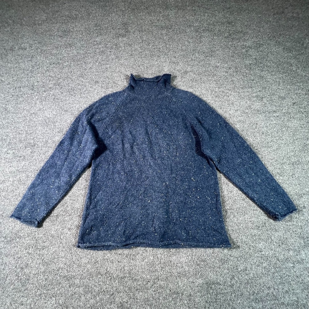 Eddie Bauer Sweater Women's L Blue Cotton Tight-Knit Holiday Winter Academia
